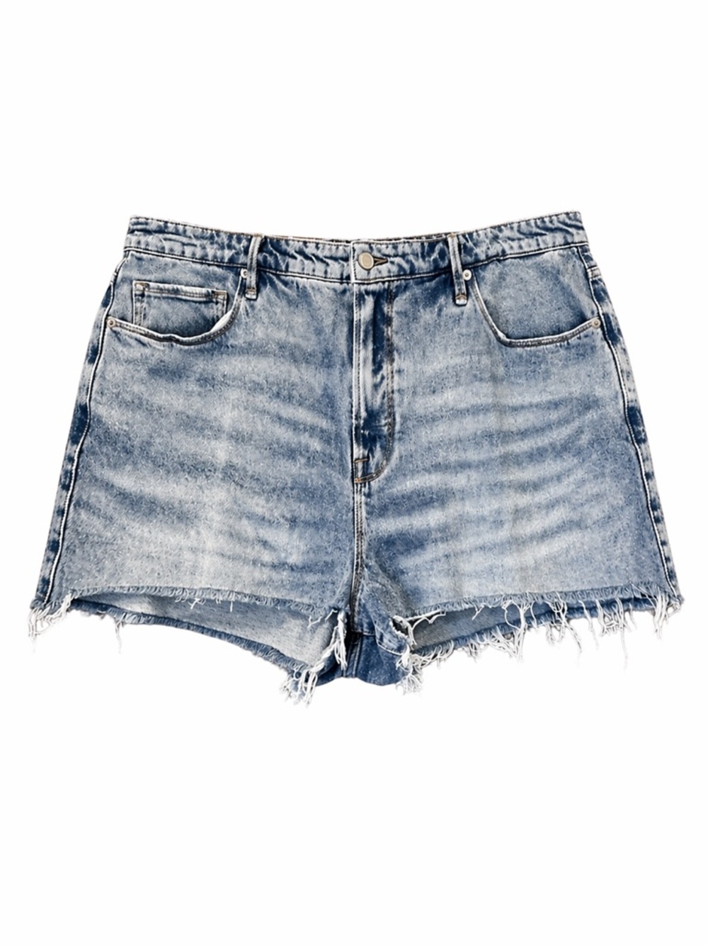 Good American Women's Girlfriend Denim Shorts Size 20 Blue Jean GGS235T Raw Hem